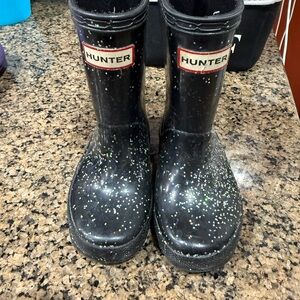 Hunter Black Sparkle Rain Boots